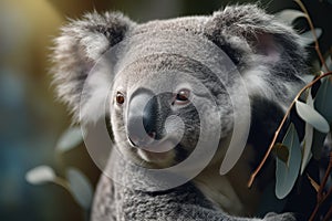 A cute and cuddly koala in a eucalyptus tree Generative AI