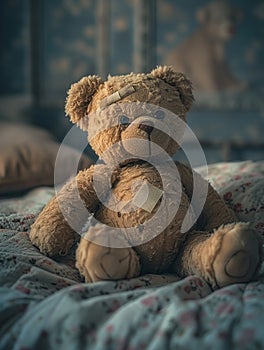 cute cuddly teddy bear hurted