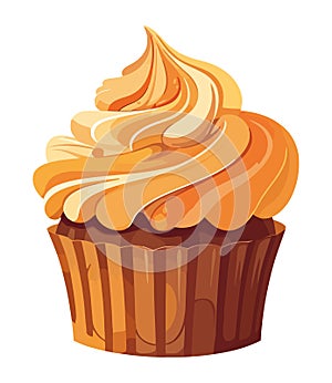 Cute cupcake illustration, baked sweet icon