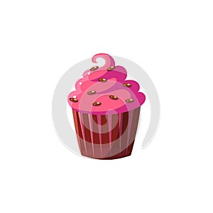 Cute Cupcake With Pink Icing