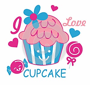 cute cupcake print vector art