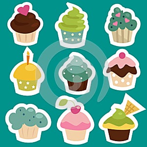 Cute cupcake stickers