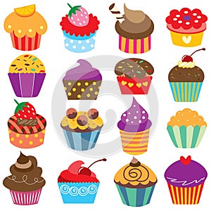 Cute cupcakes clip art set