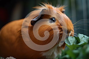 A cute and curious Guinea Pig nibbling on a carrot, showing off its cute and curious nature. Generative AI