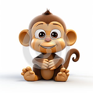Cute 3d Cartoon Baby Monkey With Intense Gaze photo