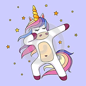 Cute dabbing unicorn. Vector illustration