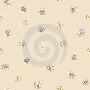 Cute daisy flowers summer seamless pattern