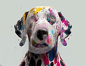 A cute dalmatian dog with distinctive multicolor fur pattern. Generative ai