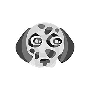 Cute dalmatian dog head, funny cartoon animal character, adorable domestic pet vector illustration