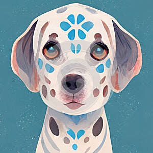 Cute dalmatian puppy avatar. Illustration dog portrait icon. Sweet dog. AI-generated