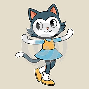 Cute dancer cat cute antropomorphic vector EPS