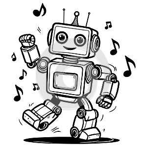 Cute Dancing Robot with Notes
