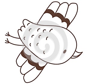 Cute decorative bird. Vector. Linear doodle drawing. Black line, outline, hand drawing photo