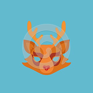 Cute Deer Animal Face Element or Carnival Mask. Item for Selfie or Booth Photo and Video Chat Filter. Christmas Decor