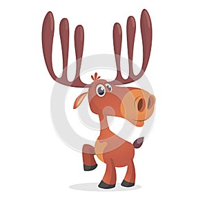 Cute deer. Cartoon comic style forest animal character. Reindeer male mascot.