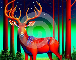 Cute deer in the forrest - AI generated art