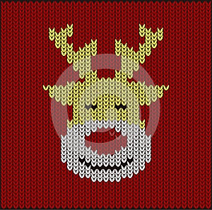 Cute deer on the knitting pattern, Happy new year