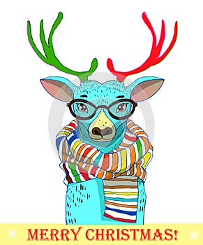 Cute deer with scarf