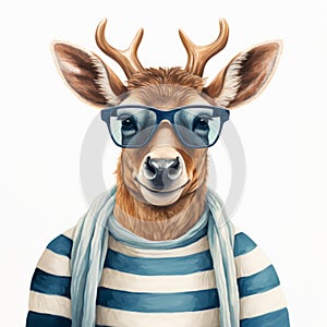 Cute Deer In Sunglasses And Scarf: Hyper-realistic Portraiture With Imaginative Characters