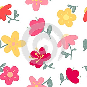 cute delicate pastel flowers, gentle vector illustration, baby style,