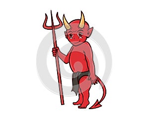 Cute Devil Illustration with Cartoon Style