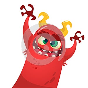 Cute devil monster. Vector cartoon Halloween character.