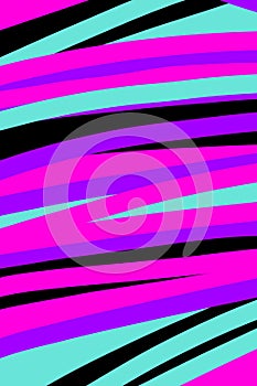 Cute diagonals zebra abstract background. Pink green black illustration. Fashion style. Stripes texture cover page layout template