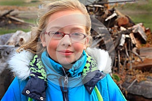 Cute Dimples, Hoody and Wood Pile