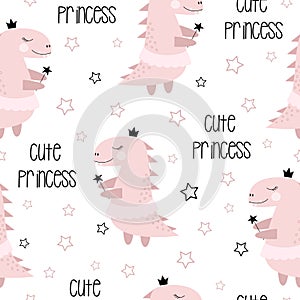 Cute dino seamless pattern