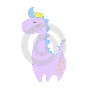 Cute dinosaur baby girl print princess with crown