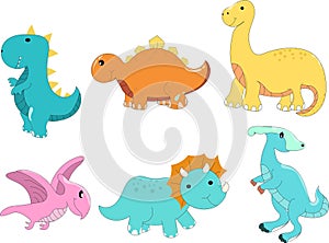 Cute dinosaur cartoon character illustration,