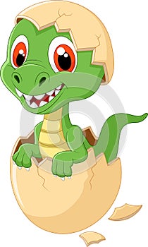 Cute dinosaur cartoon hatching