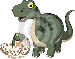 Cute dinosaur cartoon with her baby