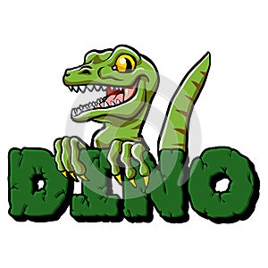 Cute dinosaur cartoon and lettering