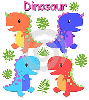Cute dinosaur drawn as illustration for tee print