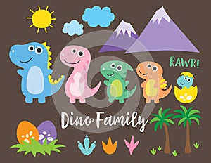 Cute Dinosaur Family