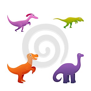 Cute dinosaur icons set cartoon vector. Various little dinosaur