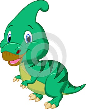 Cute dinosaur parasaurolophus cartoon photo