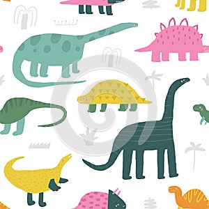 Cute dinosaur theme seamless pattern