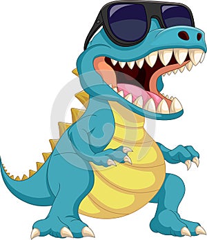 cute dinosaur wearing sunglasses cartoon