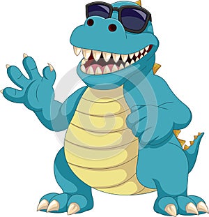 cute dinosaur wearing sunglasses cartoon