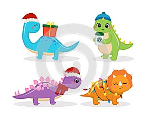 Cute dinosaurs friend celebrates Christmas collection