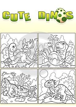 Cute dinosaurs, set of images