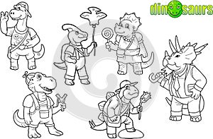 Cute dinosaurs set of images