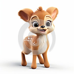 Cute Disney Little Deer In Photorealistic 3d Animation Style photo