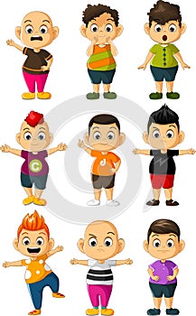 Cute diversity boys cartoon collection