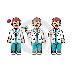 Cute doctor cartoon, vector illustration