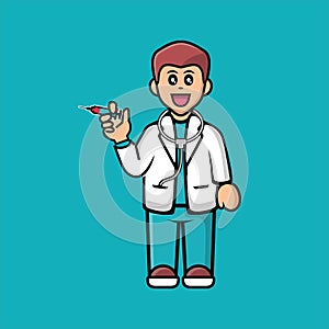 Cute doctor cartoon, vector illustration