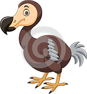 Cute dodo bird cartoon on white background