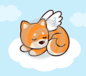 Cute dog angel cartoon drawing